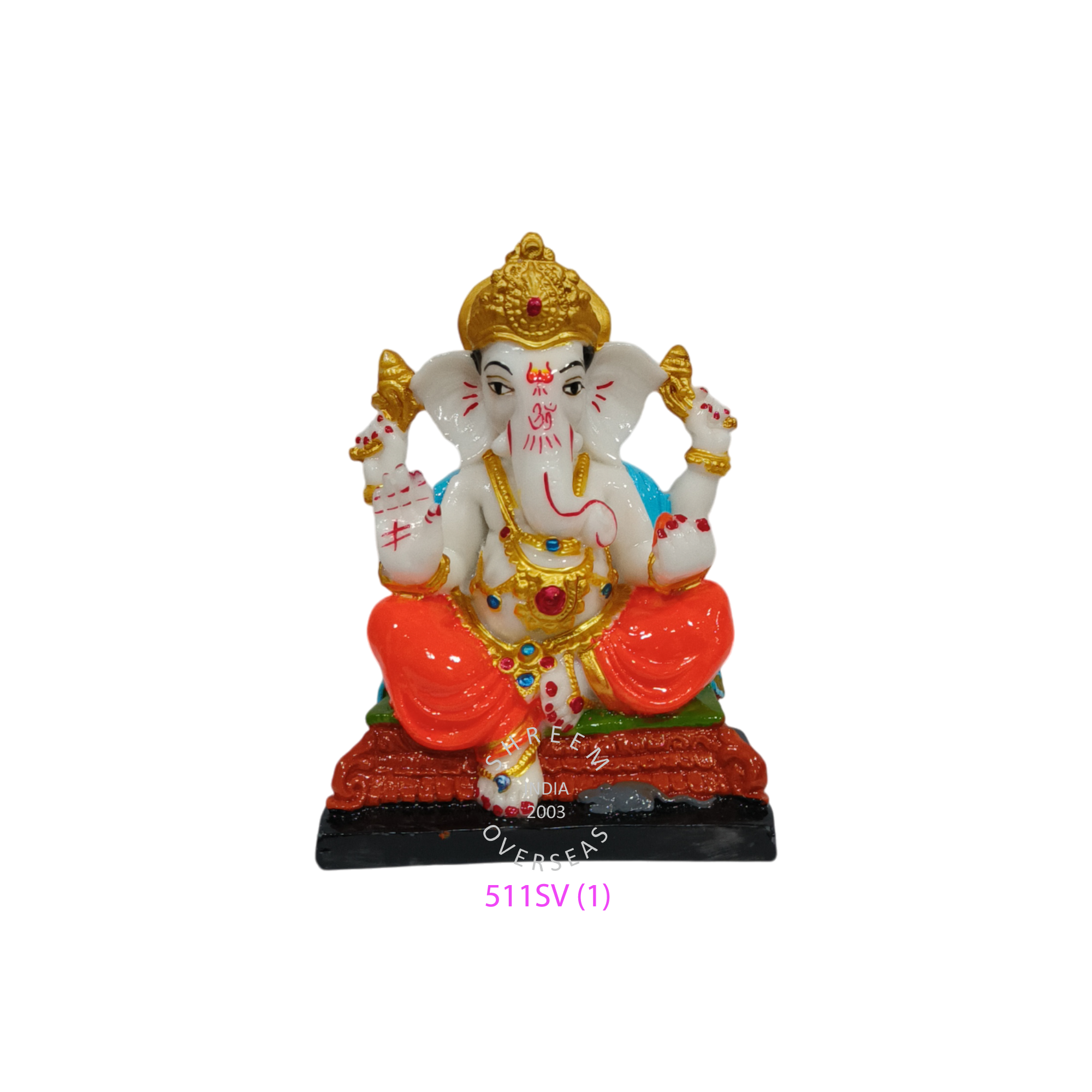 511 SV(1) Hand painted Ganesha idol orange dhoti 5 inch