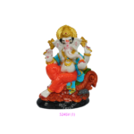 Ganpati statue sitting on decorative carved seat colorful resin idol for wholesale export