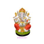 6 inch Lord Ganesha Resin Idol 619SV with Orange Dhoti and Green Base