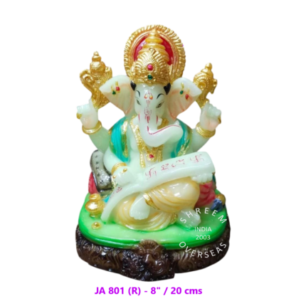 8-inch radium Ganesha idol holding a book that glows in the dark for wholesale export to the United States and Canada.