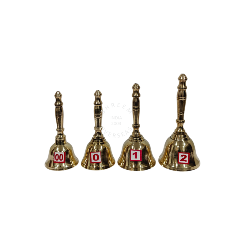 Brass Temple Bells from size 00 to 2 perfect for a home temple and for Aarti at bigger temples.