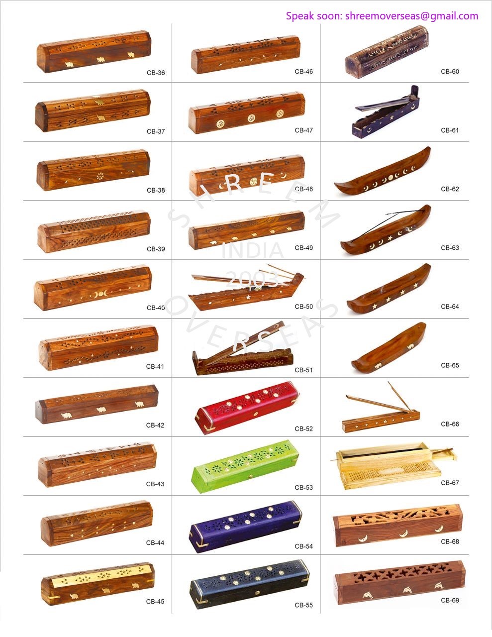12" Wooden Incense Boxes Wholesale Export | Shreem Overseas 12-inch wholesale wooden incense holders in coffin and boat styles