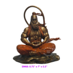 Meditating Hanuman Statue SM68 8.75" antique bronze finish and orange resin idol