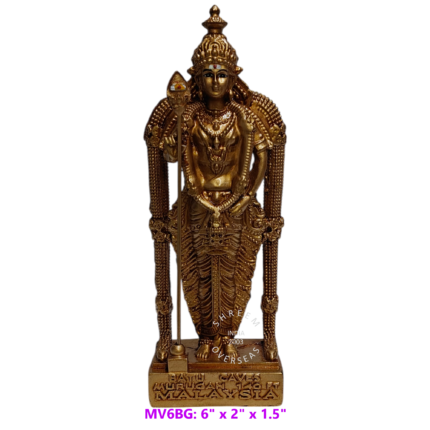 Batu Caves Murugan Statue SMMV6BA 6 inch gold painted resin